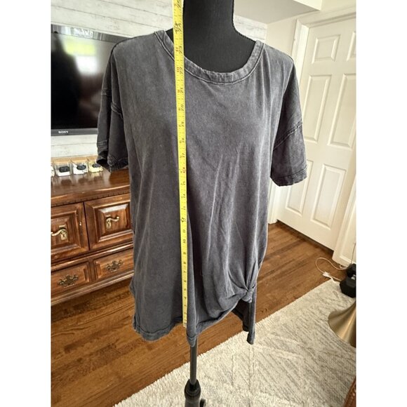 Pilcro By Anthropologie Gray Mineral Wash Side Tie Athletic Tshirt Womens Size M - Picture 7 of 9